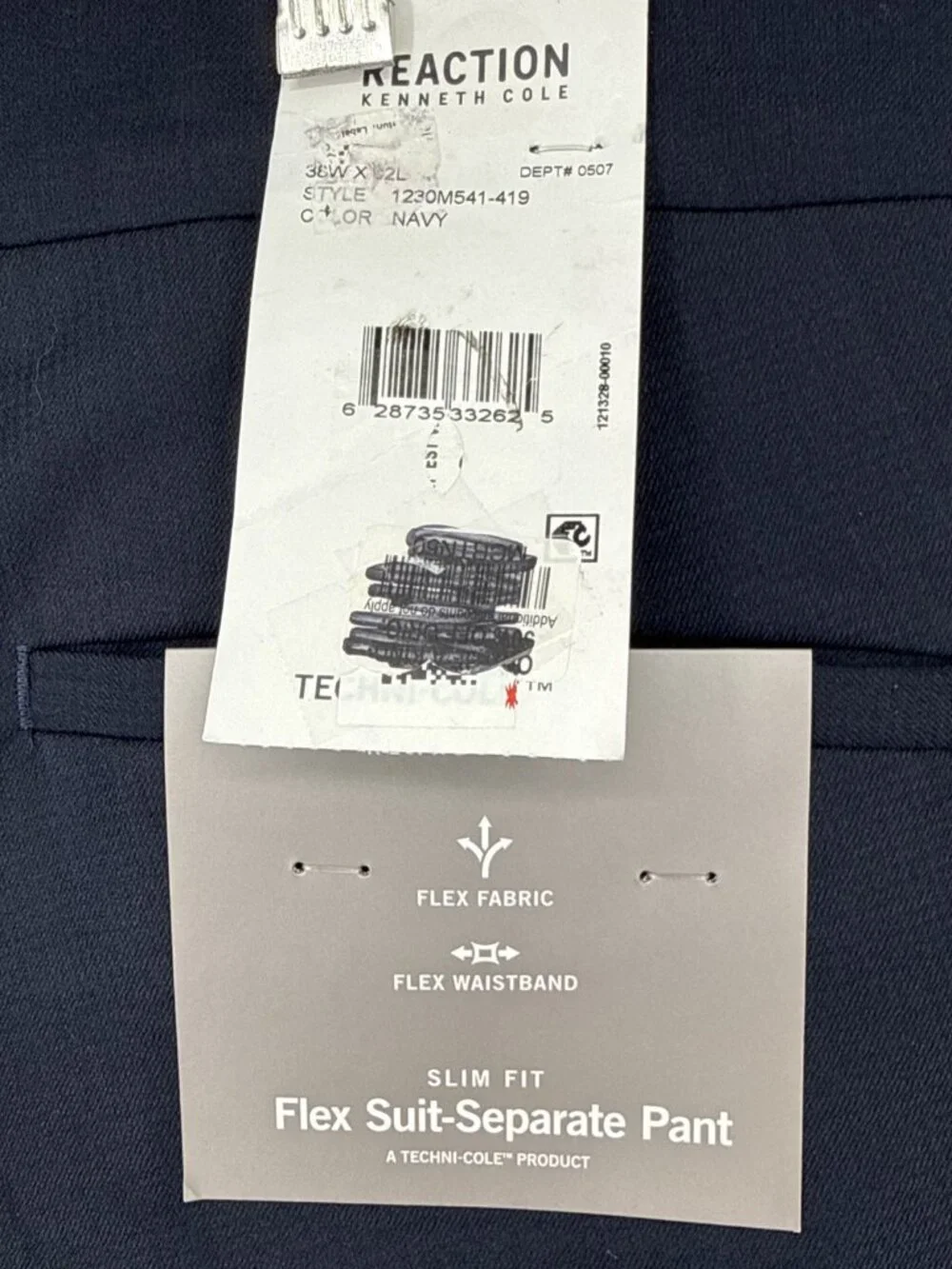 Kenneth Cole Reaction Mens 38 X 32 Navy Techni-Cole Suit Separate Slim-Fit Pants
